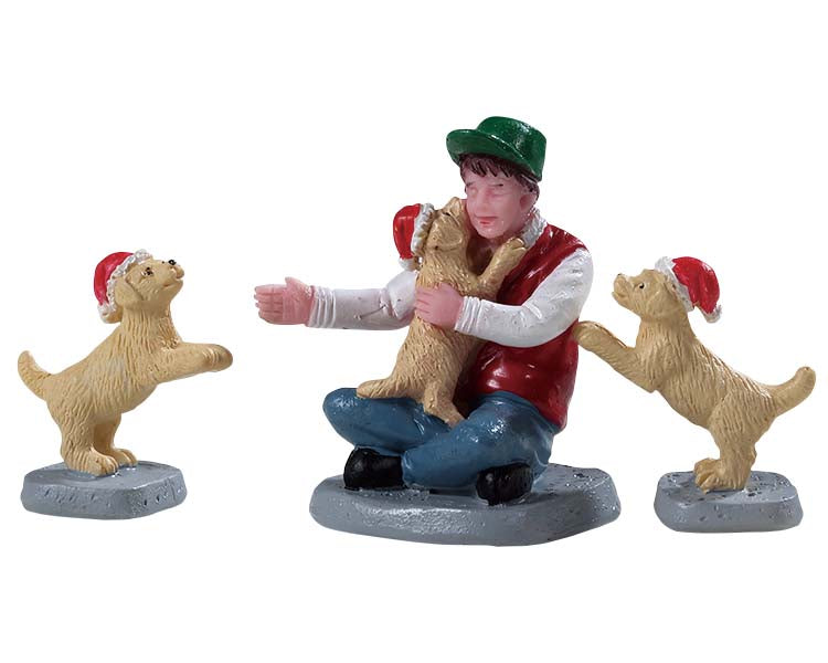 Figuras navideñas Nuevos Cachorros, Set De 3