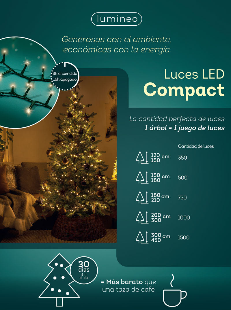 Girnalda de luces Compact 34m-1500LED Blanco Cálido