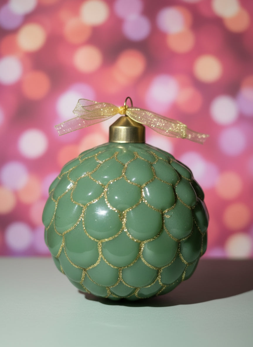 Bola de navidad verde de vidrio