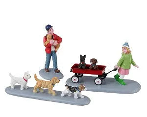Puppy Parade,  Set Of 3 Colección Villas De Navidad LEMAX®